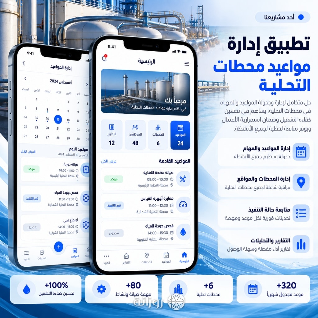 تطبيق إدارة مواعيد محطات التحلية